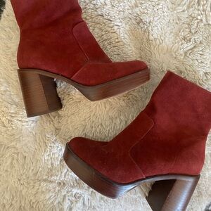 Vince Camaro red suede boots 🪩